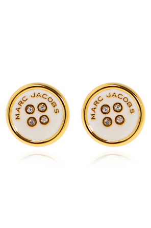■MARC JACOBS■ Button Enamel Button Stud EarringsGold Cream Marc Jacobs Button Collection Stud Earrings, Gold/Mother of